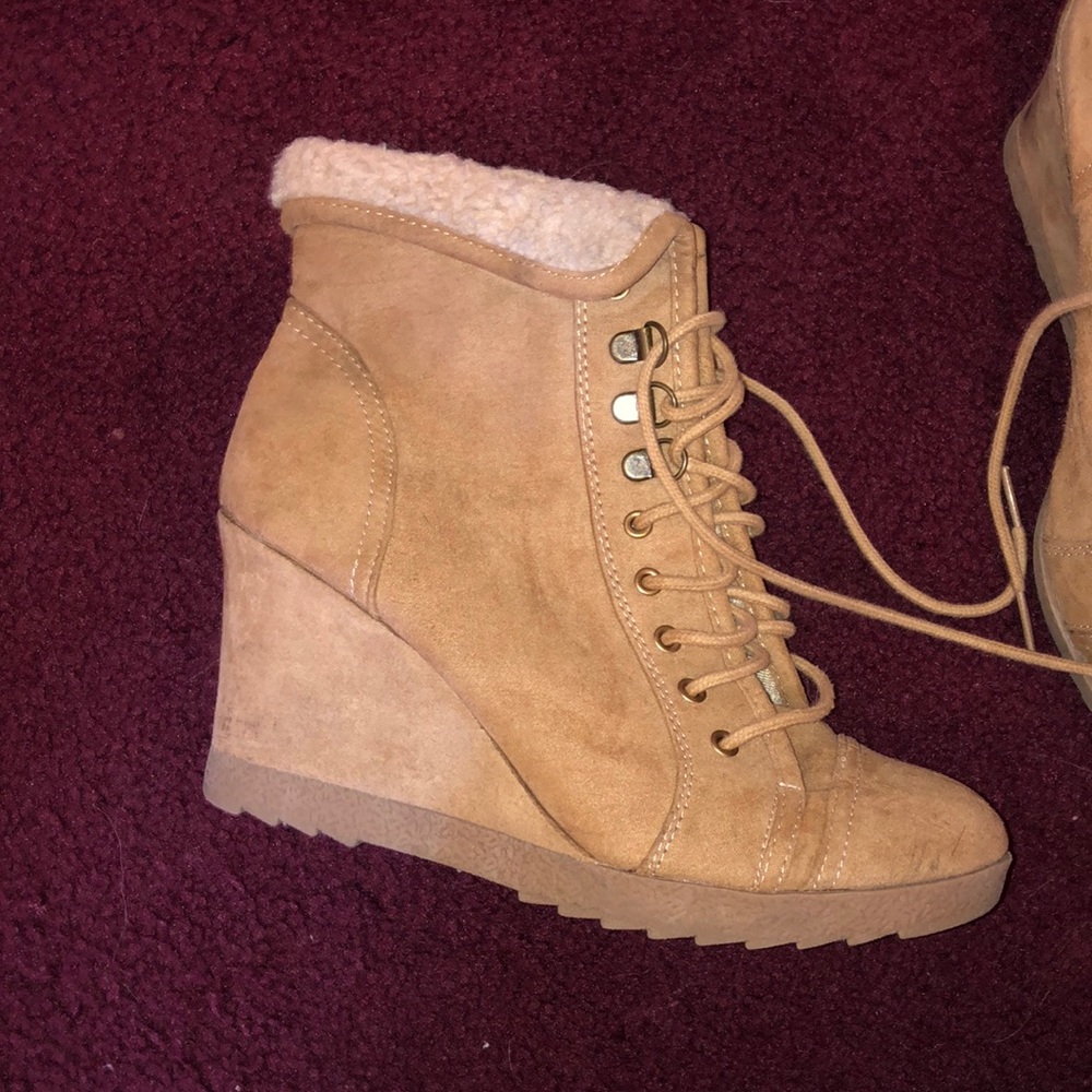 High heel wedges in a tan shade!